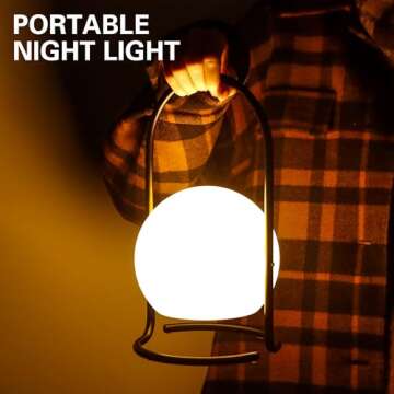 TRIROCKS Portable Cordless Lantern Table Lamp, Portable Powerful 4000mAh LED Battery Operated Table Lamps, 3-Mode Lighting Outdoor Night Lamp Lantern for Christmas Home Bedroom Camping