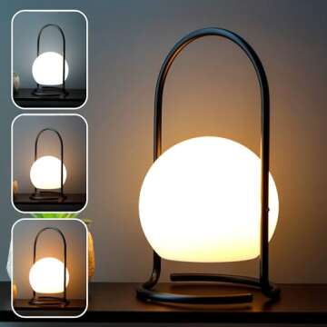 TRIROCKS Portable Cordless Lantern Table Lamp, Portable Powerful 4000mAh LED Battery Operated Table Lamps, 3-Mode Lighting Outdoor Night Lamp Lantern for Christmas Home Bedroom Camping