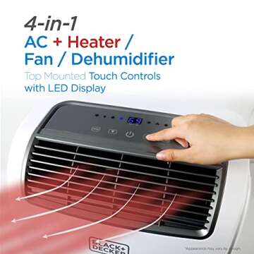 BLACK+DECKER Air Conditioner, 12,000 BTU Air Conditioner Portable for Room and Heater up to 550 Sq. Ft. with Remote Control, White