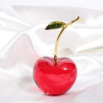 Waltz&F Crystal Red Cherry Collectible Figurines Home Office Party Decoration (single)