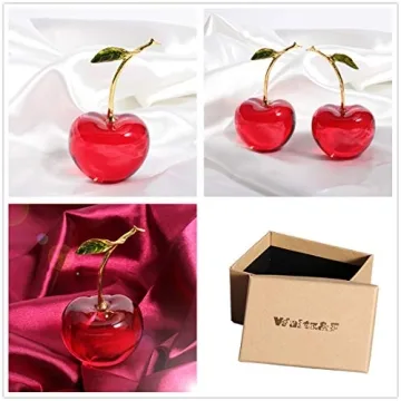 Waltz&F Crystal Red Cherry Collectible Figurines Home Office Party Decoration (single)
