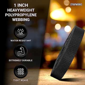 Strapworks Heavyweight Polypropylene Webbing - Heavy Duty Poly Strapping for Outdoor DIY Gear Repair...