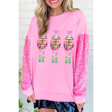Dazzling UAURORAO Christmas Sequins Sweatshirt for Women