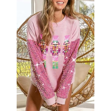 Dazzling UAURORAO Christmas Sequins Sweatshirt for Women