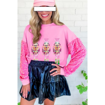 Dazzling UAURORAO Christmas Sequins Sweatshirt for Women