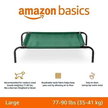 Amazon Basics Cooling Elevated Pet Dog Bed for Large Breeds - Perfect for Summer