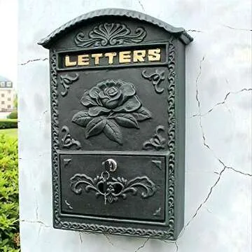 Elegant Locking Wall Mounted Mailbox - Vintage Rose Decoration