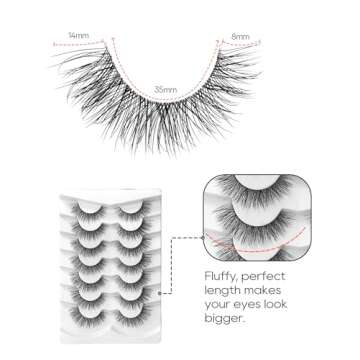 False Eyelashes Fluffy False Lashes Wispy Natural Lashes 3D Faux Mink Lashes 7 Pairs Jiocolor Volume Eye Lashes DJ-20