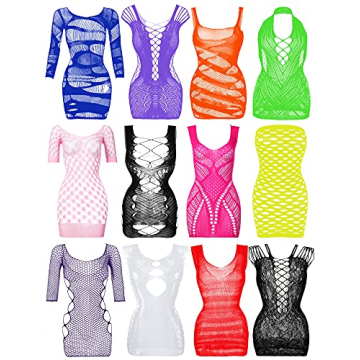 Geyoga 12-Piece Women's Fishnet Lingerie Set - Versatile & Stylish