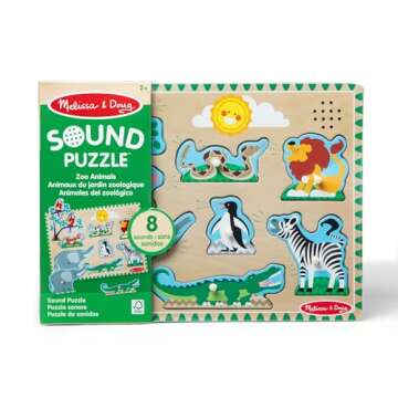 Melissa & Doug Zoo Animals Sound Puzzle - Wooden Peg Puzzle With Sound Effects (8 pcs)