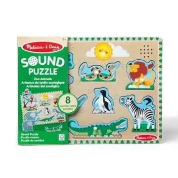 Melissa & Doug Zoo Animals Sound Puzzle - Wooden Peg Puzzle With Sound Effects (8 pcs)