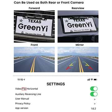 WiFi License Plate Backup Camera, GreenYi 5G Wireless 720P HD Car Rear View Reverse Cam for iPhone iPad Android Smart Phones Tablets Car Central Console Which Support Dual Band WiFi(2.4Ghz and 5Ghz)