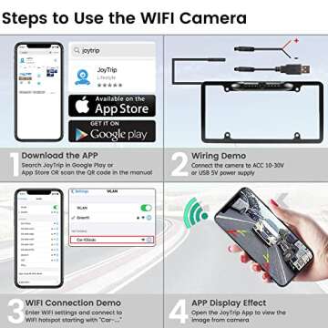 WiFi License Plate Backup Camera, GreenYi 5G Wireless 720P HD Car Rear View Reverse Cam for iPhone iPad Android Smart Phones Tablets Car Central Console Which Support Dual Band WiFi(2.4Ghz and 5Ghz)