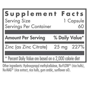 Nutricology Zinc Citrate Supplement - 25mg Zinc for Men & Women, Immune Support, Pure, Well-Absorbed...