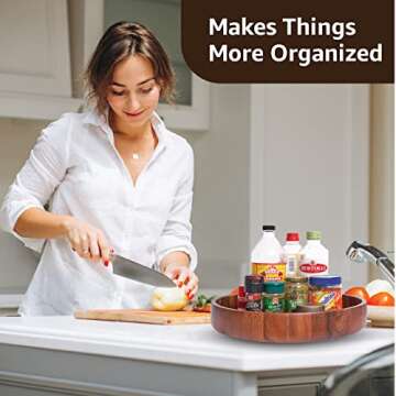 Falin & Lenin 14" Wooden Serving Plate - Handcrafted Acacia Wood Tray