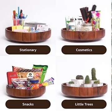 Falin & Lenin 14" Wooden Serving Plate - Handcrafted Acacia Wood Tray