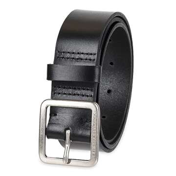 Levi's Women's Slim Casual Leather Jean Belt with Square Center Bar Buckle (Regular and Plus Sizes)