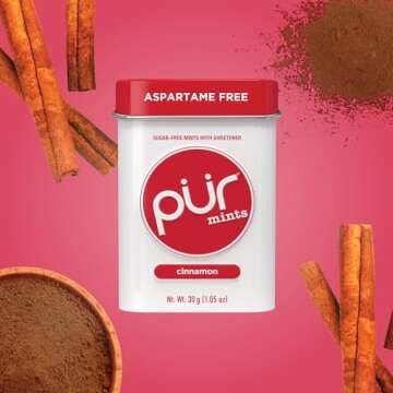 PUR Mints | Aspartame Free Mints | Made with Xylitol | Sugar Free, Vegan, Gluten Free & Keto Friendly | Natural Cinnamon Flavored Mints, 30 Pieces (Pack of 2)