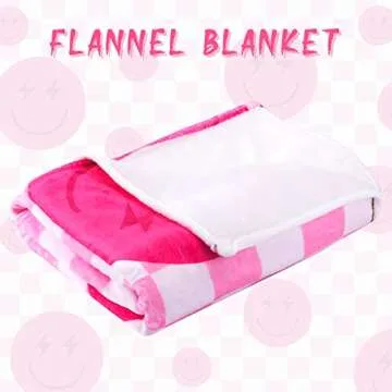 Frienda Preppy Throw Blanket Smile Face Cute Flannel Soft Plush Fuzzy Blanket Preppy Bedding Stuff for Dormitory Living Room 50" x 60"(Checkered Smile Face)