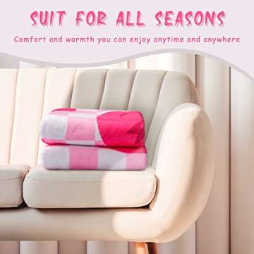 Frienda Preppy Throw Blanket Smile Face Cute Flannel Soft Plush Fuzzy Blanket Preppy Bedding Stuff for Dormitory Living Room 50" x 60"(Checkered Smile Face)