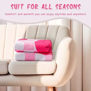 Frienda Preppy Throw Blanket Smile Face Cute Flannel Soft Plush Fuzzy Blanket Preppy Bedding Stuff for Dormitory Living Room 50" x 60"(Checkered Smile Face)