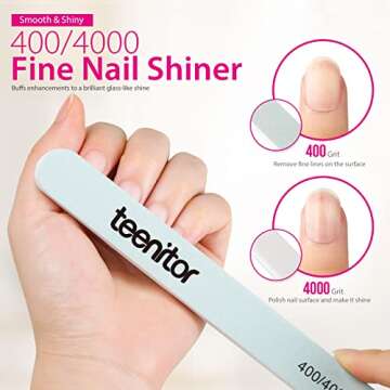 Teenitor Nail Gel Remover Tools Kit with Nail Remover Clips, Nail Remover Pads, Nail Brushes, Nail File Buffer, Cuticle Peeler Black