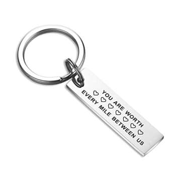 TGCNQ Anniversary Keychain You Are Worth Every Mile Between Us Long Distance Relationships Gift Silv...