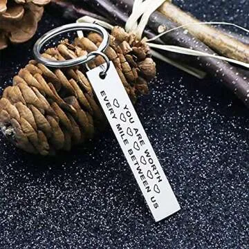 TGCNQ Anniversary Keychain You Are Worth Every Mile Between Us Long Distance Relationships Gift Silver