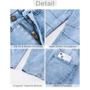 GRAPENT High Waisted Jeans for Women Cropped Jeans for Women Light Wash Jeans Women Raw Hem Jeans Women Winter Jeans for Women Baggy Pants Women Color Roadnight Blue Medium Size 8 Size 10