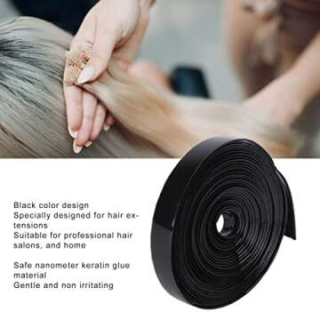 Hair Extensions Tape in Human Hair,9mm Width Hair Extensions Tape Roll,Black Keratin Glue Strip Tape...