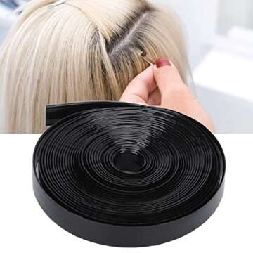 Hair Extensions Tape in Human Hair,9mm Width Hair Extensions Tape Roll,Black Keratin Glue Strip Tape Hair Extensions,Strong Adhesion Long Lasting Hair Wig Tape for Home and Hair salons