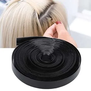 Hair Extensions Tape in Human Hair,9mm Width Hair Extensions Tape Roll,Black Keratin Glue Strip Tape Hair Extensions,Strong Adhesion Long Lasting Hair Wig Tape for Home and Hair salons