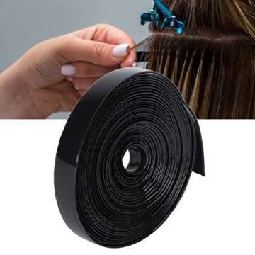 Hair Extensions Tape in Human Hair,9mm Width Hair Extensions Tape Roll,Black Keratin Glue Strip Tape Hair Extensions,Strong Adhesion Long Lasting Hair Wig Tape for Home and Hair salons