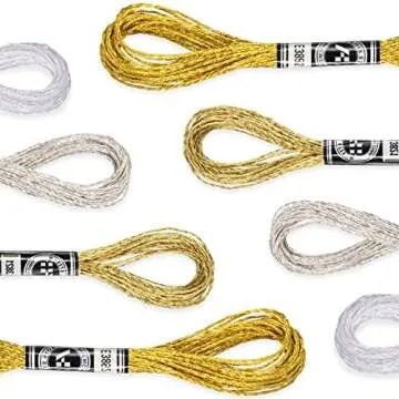 WILLBOND 24 Skeins Metallic Embroidery Threads Glitter Embroidery Floss Embroidery Floss-Cross Stitch Thread Gold and Silver Polyester Thread Friendship Bracelets Thread for Embroidery Thread Crafts