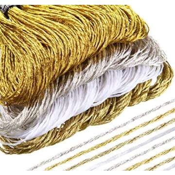 WILLBOND 24 Skeins Metallic Embroidery Threads Glitter Embroidery Floss Embroidery Floss-Cross Stitch Thread Gold and Silver Polyester Thread Friendship Bracelets Thread for Embroidery Thread Crafts