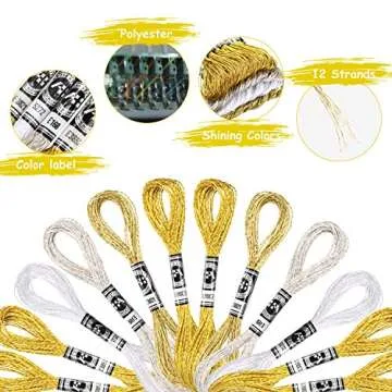 WILLBOND 24 Skeins Metallic Embroidery Threads Glitter Embroidery Floss Embroidery Floss-Cross Stitch Thread Gold and Silver Polyester Thread Friendship Bracelets Thread for Embroidery Thread Crafts