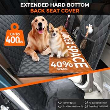 Hard Bottom Hold 400lbs Dog Car Seat Cover for Back Seat, 7 Layer Material Sturdy Waterproof Back Se...