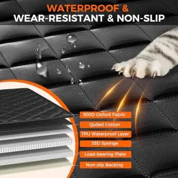 Hard Bottom Hold 400lbs Dog Car Seat Cover for Back Seat, 7 Layer Material Sturdy Waterproof Back Seat Extender for Dogs Increase Space 40%, Thickened Comfortable Dog Car Seat Cover for Car SUV