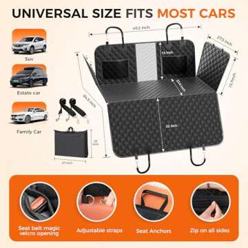 Hard Bottom Hold 400lbs Dog Car Seat Cover for Back Seat, 7 Layer Material Sturdy Waterproof Back Seat Extender for Dogs Increase Space 40%, Thickened Comfortable Dog Car Seat Cover for Car SUV