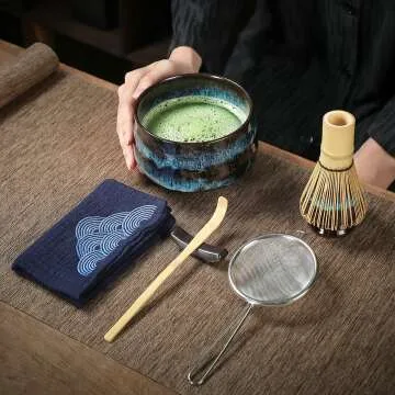 Japanese Matcha Tea Set with Bowl & Whisk Kit