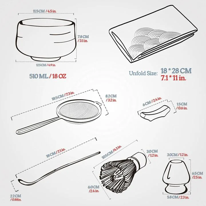 Japanese Matcha Tea Set with Bowl & Whisk Kit