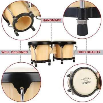 Glory Bongo Drums Set 4” 5” Wood Percussion with Bag
