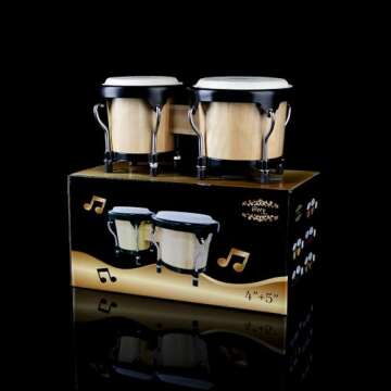 Glory Bongo Drums Set 4” 5” Wood Percussion with Bag