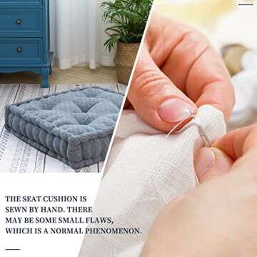 HIGOGOGO Floor Cushion Pouf, Square Floor Pillow Seating Chenille Meditation Cushion, Thick Tufted Pillows for Living Room Yoga Bedroom Sofa, Dark Grey, 20"x20"x5.5"