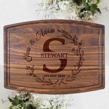 Silveroy Customized Love: Personalized Engraved Wood Cutting Boards for Couples - Ideal Gift for Wed...