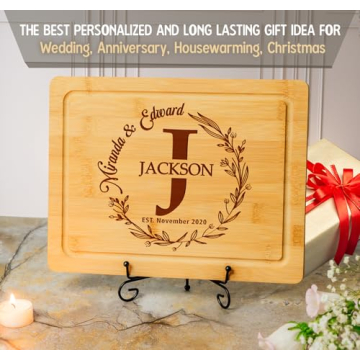 Silveroy Customized Love: Personalized Engraved Wood Cutting Boards for Couples - Ideal Gift for Weddings, Bridal Showers, Anniversaries, Christmas, Housewarming and Real Estate Closing