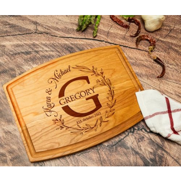 Silveroy Customized Love: Personalized Engraved Wood Cutting Boards for Couples - Ideal Gift for Weddings, Bridal Showers, Anniversaries, Christmas, Housewarming and Real Estate Closing