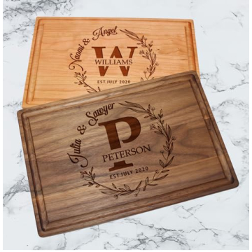 Silveroy Customized Love: Personalized Engraved Wood Cutting Boards for Couples - Ideal Gift for Weddings, Bridal Showers, Anniversaries, Christmas, Housewarming and Real Estate Closing