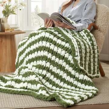 Chunky Knit Blanket Throw - Cozy Chenille Softness