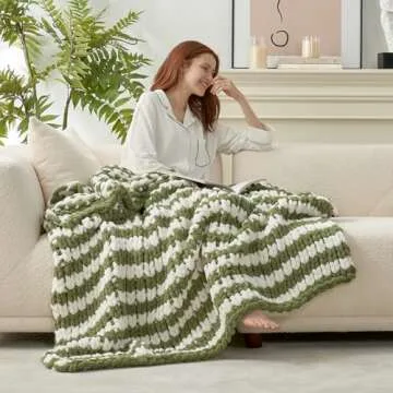 Chunky Knit Blanket Throw - Cozy Chenille Softness
